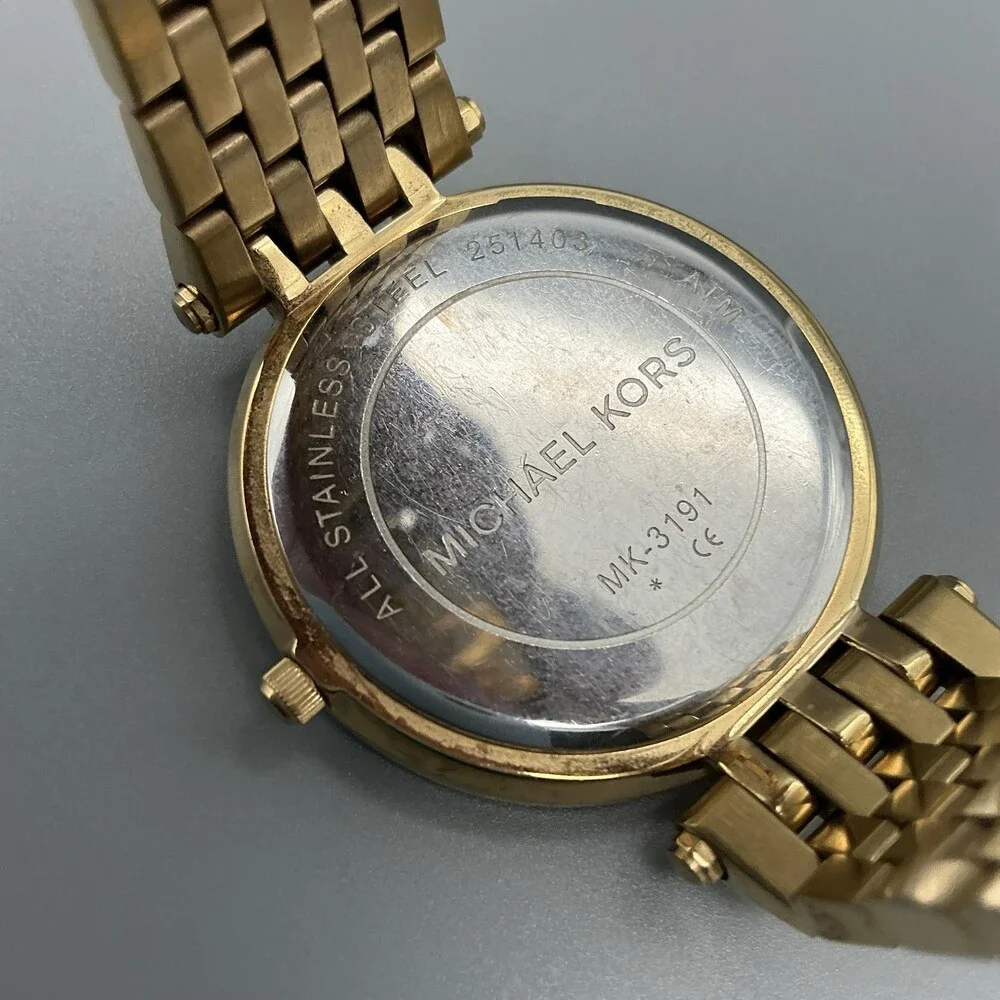 Michael Kors Darci Womens Watch 39mm Gold Crystals MK-3191 New Battery 6.25" - Picture 12 of 15